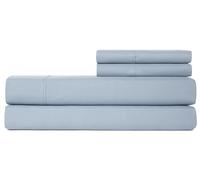 CASUAL LIVING 32646 Parure de lit 4 pièces et taies d'oreiller pour Maison et hôtel soyeuses, respectueuses de l'environnement, lavables en Machine, séchage Rapide, Anti-Plis, lit Simple XL, Bleu