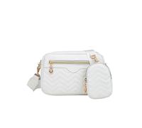 Casual Minimalist Shoulder Square Bag, With Mini Hanging Purse, Quilted Pattern Crossbody For Women Two Piece Set(White)