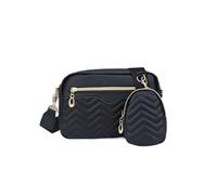 Casual Minimalist Shoulder Square Bag, With Mini Hanging Purse, Quilted Pattern Crossbody For Women Two Piece Set(Black)