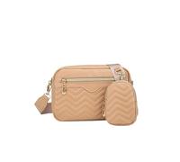Casual Minimalist Shoulder Square Bag, With Mini Hanging Purse, Quilted Pattern Crossbody For Women Two Piece Set(Khaki)