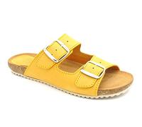 Casual Mules pour femme en cuir nubuck avec semelle en cuir véritable et semelle en liège, Moutarde, 37 EU