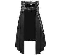 Casual Plissée Écossais Kilts Hommes Mode Pantalon Cargo Personnalité Pantalon Plaids Modèle Lâche Demi Jupes pour Mâle Montagnes Robe Traditionnel Plissée Asymétrique Hommes Rock Punk Steam Gothic