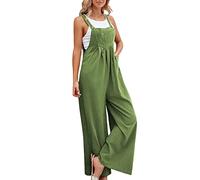 Casual Pocket Women Romper Strap Solid Combishort Button Long Jumpsuit Women Jumpsuit Dance Jumpsuit Manches Longues pour Femmes (Vert, S)