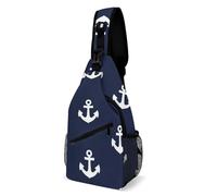 Casual Sacoche Bandouliere Ancre nautique de la Marine Sac à Bandoulière Léger,Mode Sac Poitrine pour Voyage Cyclisme Homme