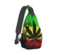Casual Sacoche Homme Bandouliere Feuilles de Mauvaises Herbes du Drapeau de la Jamaïque Sling Sac à Bandoulière Mode Cross Body pour Femme Camping école