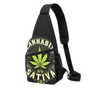 Casual Sacoche Homme Bandouliere Feuilles de mauvaises herbes vertes Drapeau Sacs à Bandoulière Durable Sac à Poitrine pour Cyclisme Femme Camping