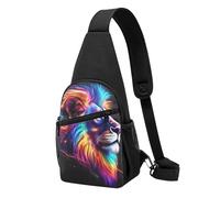 Casual Sacoche Tactique Art coloré de l'univers du lion Sling Sac à Bandoulière Mode Crossbody Bag pour Randonnée Cyclisme Voyage