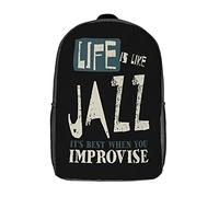 Casual Sacs D'École Loisir La Vie Est comme Le Jazz Sac À Dos d'affaires Polyester Daypack pour Trekking, Randonnéebureau, Scolaires, 42X32X14Cm