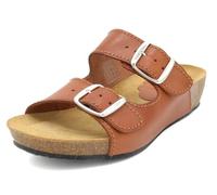 Casual Sandales compensées en cuir pour femme avec semelle intérieure et semelle en liège rembourrée, Cuero, 35 EU
