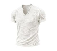 Casual Short Sleeve Tee for with Relaxed Fit and Subtle Edges Modern Large Cut Style for Everyday Comfort Easy Care (White, S)