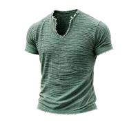 Casual Short Sleeve Tee for with Relaxed Fit and Subtle Edges Modern Large Cut Style for Everyday Comfort Easy Care (Green, L)