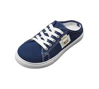 Casual Slip on Sneakers Low Top Flat Shoes Comfortable Walking Loafers (Blue, 36)