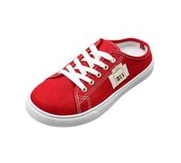 Casual Slip on Sneakers Low Top Flat Shoes Comfortable Walking Loafers (Red, 41)