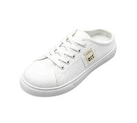 Casual Slip on Sneakers Low Top Flat Shoes Comfortable Walking Loafers (White, 35)