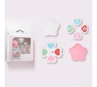 Caswynlife Joli ensemble de capuchons en silicone pour Nintendo Switch 2 - Coussinets en D souples et poignées ABXY avec autocollants, couleurs rose et blanc, pour un meilleur contrôle du jeu (cœur