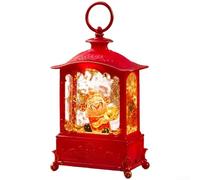 Caswynlife Lanterne à bougie décorative à LED pour le Nouvel An chinois, design de prospérité rempli d'eau avec lueur chaude et mélodies musicales de vacances, décoration de bureau rouge pour la