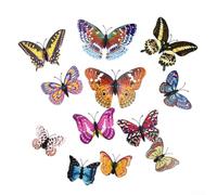 Caswynlife Lot de 12 autocollants muraux 3D en PVC phosphorescents en forme de papillon pour chambre à coucher, miroir et garde-robe, tailles mixtes