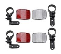 Caswynlife Lot de 2 paires de réflecteurs de vélo avant et arrière avec support d'installation, réflecteurs d'avertissement de sécurité rouges et blancs pour guidon, tige de selle, conduite de nuit