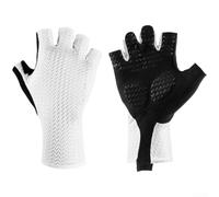 Caswynlife Mitaines de cyclisme en maille respirante avec coussinets absorbants de chocs, design de sécurité réfléchissant, léger, extensible, ajustement pour l'équitation d'été (taille M, blanc)