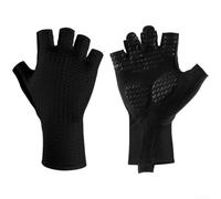 Caswynlife Mitaines de cyclisme en maille respirante avec coussinets absorbants de chocs, design de sécurité réfléchissant, léger, extensible, ajustement pour l'équitation d'été (taille L, noir)