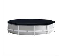 Caswynlife Piscine hors sol de 2,4/3,7/4,6 m, noire, en polyéthylène respirant, anti-débris, résistante aux UV, avec corde de fixation, cadre rond ou carré (A)