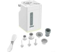 Caswynlife Pompe de camping avec lumière LED et ventilateur, matelas de gonflage rechargeable 100 kPa, portable, 3000 mAh, pour randonnée, activités de plein air, kaki (blanc)