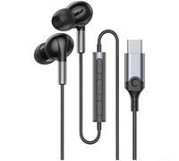 Caswynlife S Écouteurs filaires de type C, suppression active du bruit avec micro, 384 kHz pour audio haute résolution, lecteurs de 10 mm pour 15, iPad, Huawei, (noir)