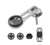 Caswynlife Support d'extension d'ordinateur de vélo en alliage d'aluminium, avec support de téléphone, compatible avec le compteur de vitesse, pour vélo de route VTT (A-argent)