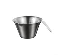 Caswynlife Tasse à expresso en acier avec poignée étendue et bec en V et gravure à double échelle - Lecture précise de l'once liquide et du millilitre (argent B)