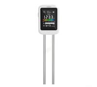 Caswynlife Testeur de sol 6 en 1, double aiguille, pH élevé, température d'humidité et de fertilité, écran LCD réglable, rechargeable pour jardin et ferme