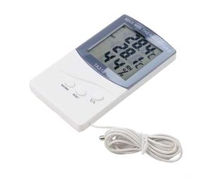 Caswynlife Thermo-hygromètre numérique d'intérieur et d'extérieur avec sonde, écran LCD, mémoire max/min, station météo murale pour maison, jardin, bureau, modèle TA318