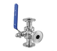 Caswynlife Vanne à boisseau sphérique sanitaire Tri Clamp en acier inoxydable 3 voies T-Port pour nourriture, laiterie, brassage, pharmacie, tailles 3/4 et 1" (A)
