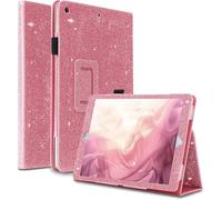 Caszone Étui Portefeuille en Cuir synthétique Brillant avec Support pour Crayons, pour iPad 7ème génération 10,2 cm for New iPad 7th Generation 10.2'' Rose