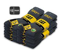 CAT 12 Paires CATERPILLAR REAL WORK SOCKS - Chaussettes de travail femmes hommes Chaussettes de travail Chaussettes d'affaires bas taille 35-50 (43-46, Gris)