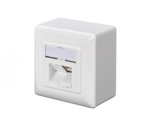 CAT 5e wall outlet, shielded, 2x RJ45 8P8C, LSA, pure white, surface mount