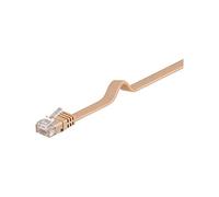CAT 6 Câble de Liaison Plat, U/UTP, Marron Clair, 3 m Longueur