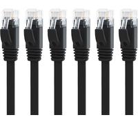 Cat 6 Ethernet Cable 1 m 6 Pieces,Flat RJ45 Network Cable 1Gbps 250MHz,STP Internet Cable,High Speed Lan Cable for Modem Router PS5 PC TV Switch,Faster than Cat 5 (Black)