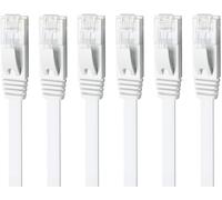 Cat 6 Ethernet Cable 1 m 6 Pieces, RJ45 Flat Network Cable 1000 Mbps High Speed LAN Internet Cable for Modem Router PS5 PC TV Switch, Compatible with Cat 5, Cat 6a, Cat 7 (White)