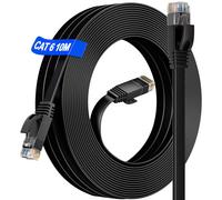 Cat 6 Ethernet Cable 10 m, RJ45 10 m Cat 6 High Speed Gigabit Network Cable (10 Clips) ¿ 10/100/1000 Mbps UTP Flat Internet LAN Cable 10 m Waterproof Outdoor Indoor for Router/Switch/Modem