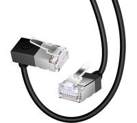 Cat 6 Ethernet Cable Ultra Thin 90° Down Angle 0.5m,RJ45 Flexible and Compact Cat 6a Gigabit LAN Cable for PC,Router,Windows (Black)