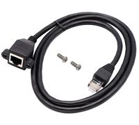 Cat 6 Ethernet Réseau Câble, RJ45 Mâle à Femelle Connecteur Réseau Ethernet Blindé Vis Extension Câble Montage sur Panneau pour Routeur, Modem,TV Box Consoles (1M / 3ft)