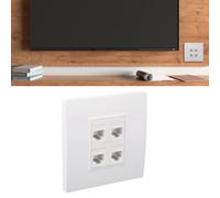 Cat 6 Ethernet Wall Plate 4 Port Female to Female, ABS 86x86mm
