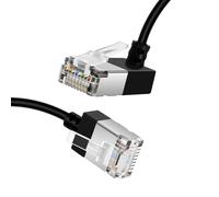 Cat 6 Flexible Ethernet Cable with 270 Degree Up Angle 1m, Ultra Slim and Compact RJ45 Cat 6a Gigabit LAN Cable for PC, Router, PS4/5 (Black)