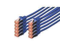 Digitus Câble réseau Cat 6 S/FTP blindé RJ45 – 2 m, 10 pièces – Bleu – compatible Cat 6A et Cat 7