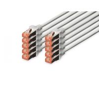 CAT 6 S-FTP patch cord, Cu, LSZH AWG 27/7, length 3 m, 10 pieces, color grey