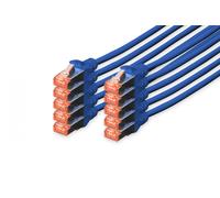 CAT 6 S-FTP patch cord, Cu, LSZH AWG 27/7, length 5 m, 10 pieces, color blue