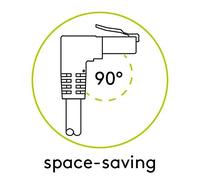 Cat 6a Câble Patch 1x 90° Coudé, U/utp, Blanc, Conducteur En Aluminium Plaqué Cuivre (cca), Taquet D'Ã¿rret En Haut. Longueur De Câble 1 M