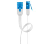 Goobay 96336 CAT 6 A U/UTP Câble de Liaison Plat, Blanc, 3m Longueur