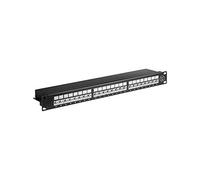 Cat 6a Panneau de Brassage 19 Pouces (48.3cm), Noir, 24 Ports