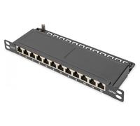 Panneau de Brassage Cat 6A, blindé, 12 Ports 1/2U, 10", Montage en Rack, Noir RAL 9005